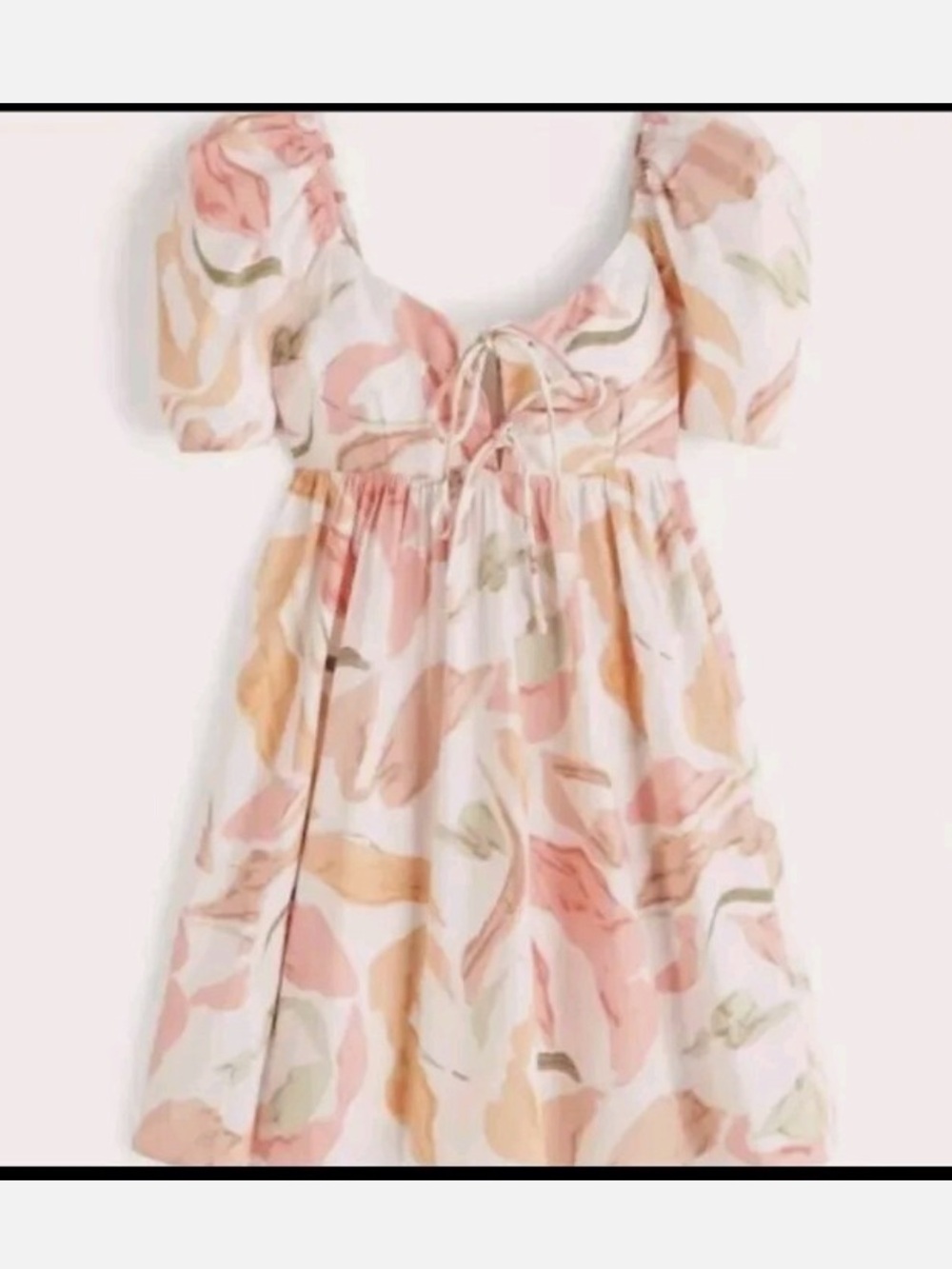 Abercrombie & Fitch Pastel Floral Puff-Sleeve Dress - Pink, Peach, Cream